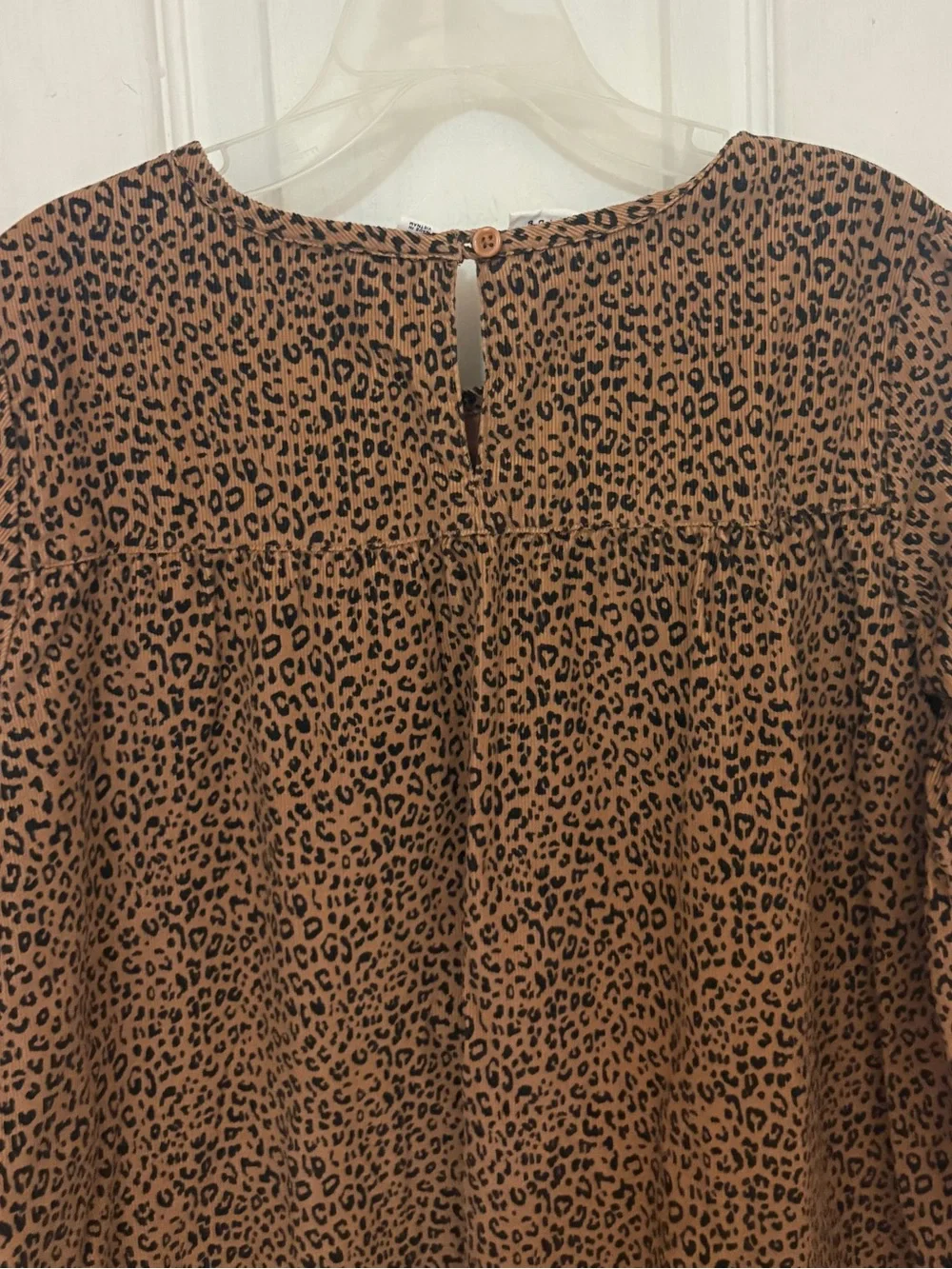GAP Leopard Print Corduroy Long Sleeve Dress